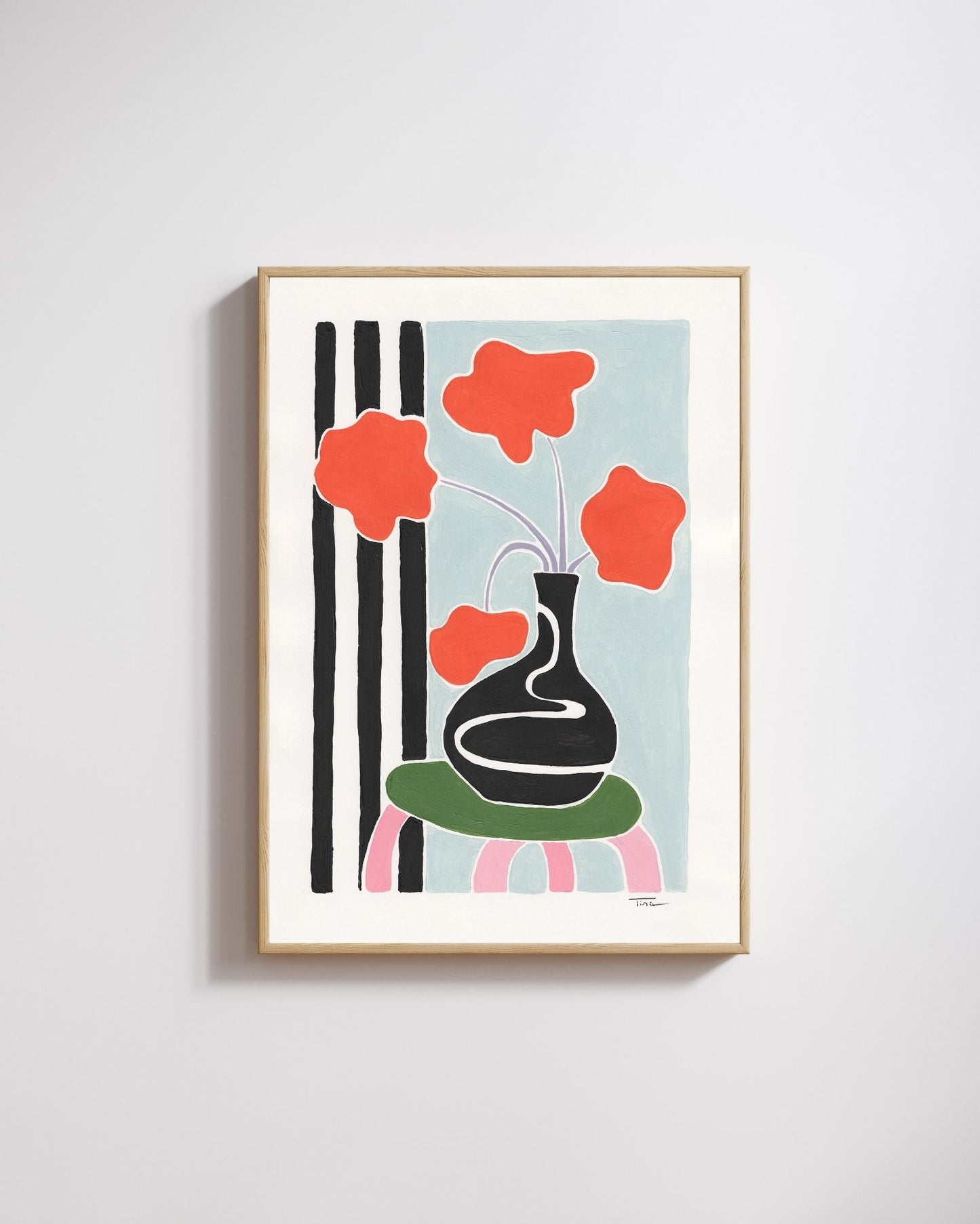 Red Flowers Original Painting - Tinie Studio