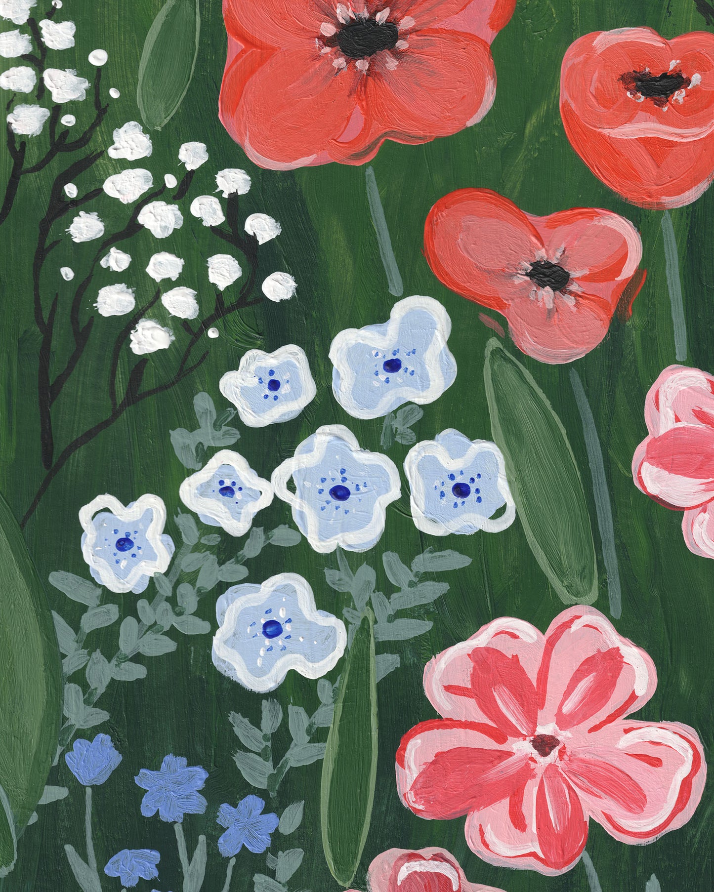 Wildflower Meadow Original Painting - Tinie Studio