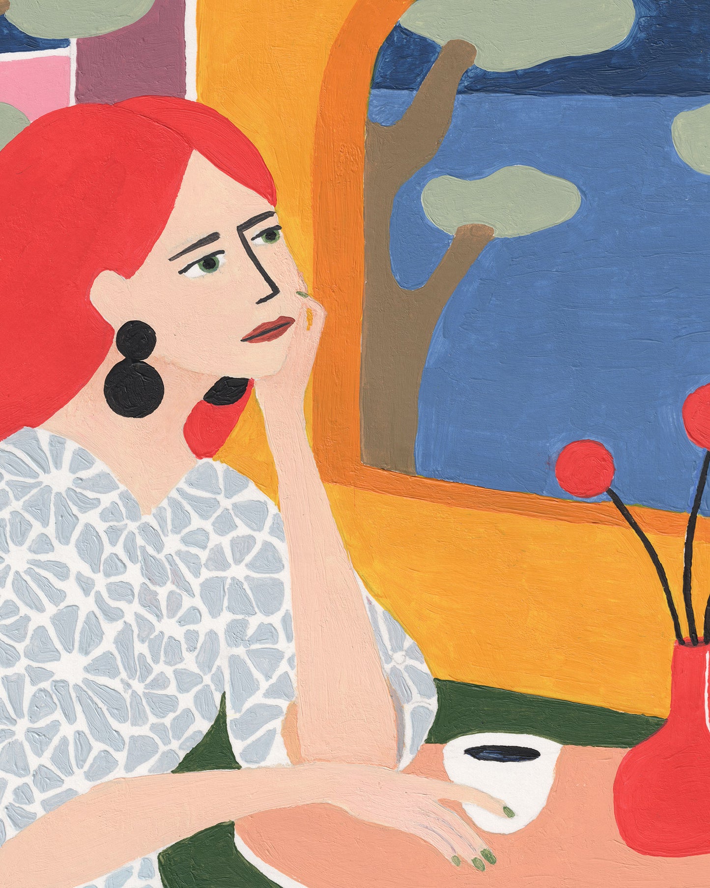 Woman with Floral Dress Print - Tinie Studio