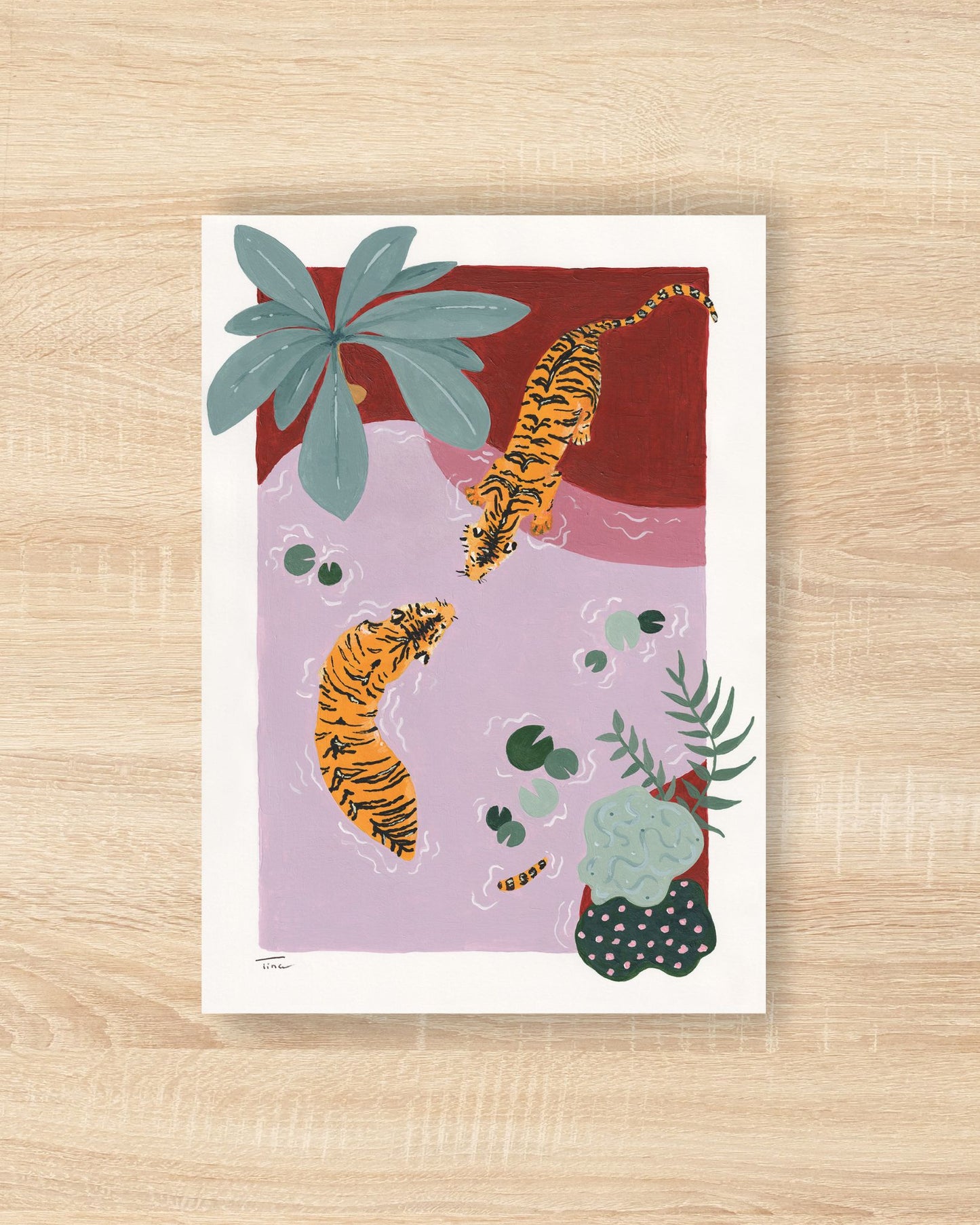 Swimming Tigers Original Painting - Tinie Studio
