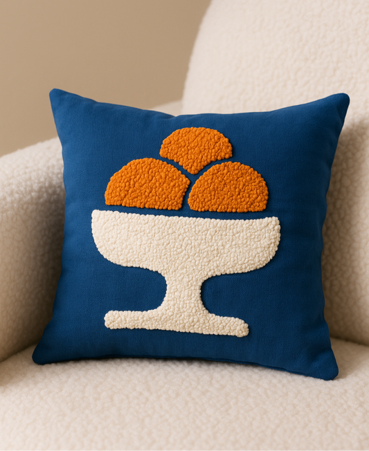 Orange Bowl Punch Needle Pillow - Tinie Studio