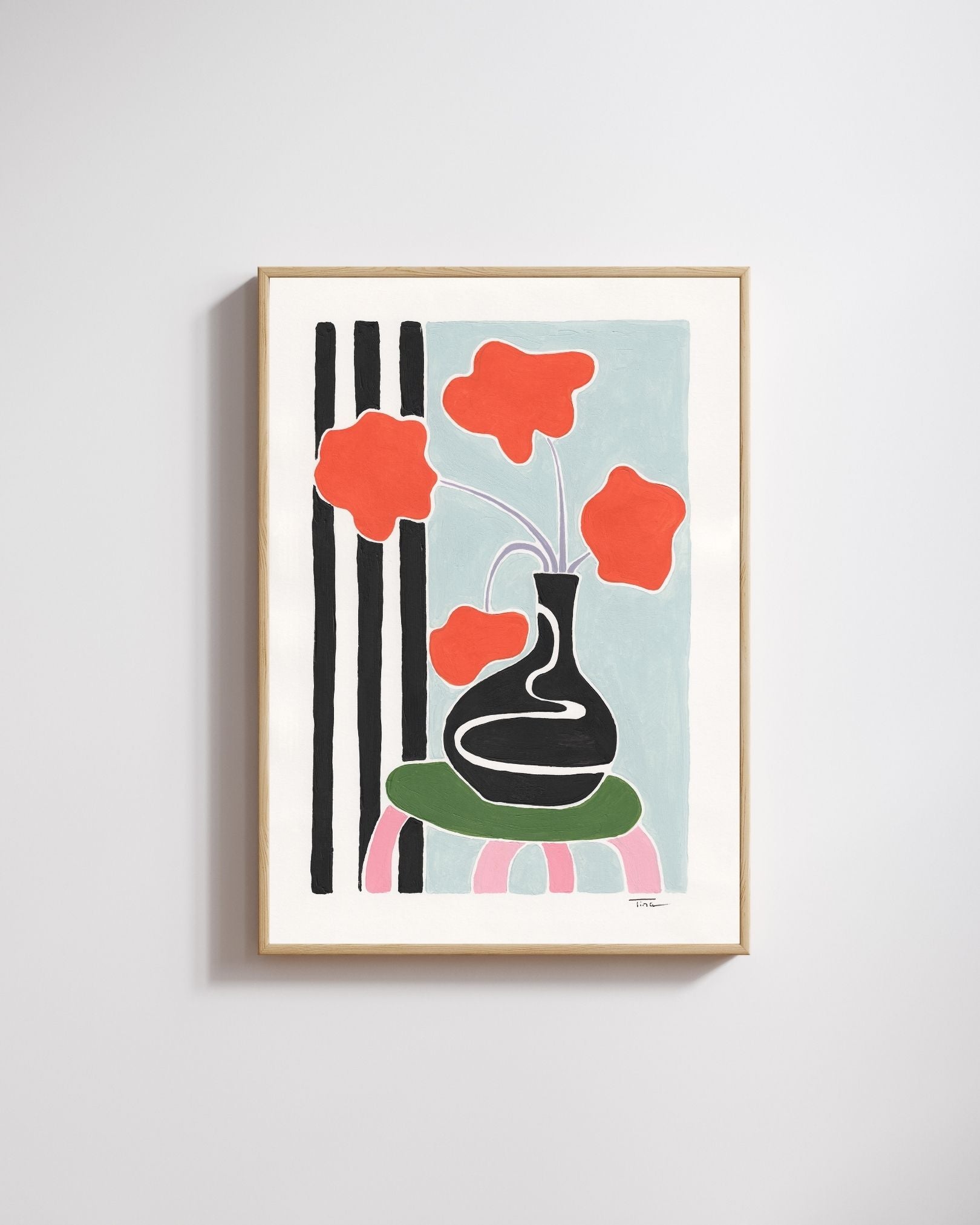 Red Flowers Original Painting - Tinie Studio