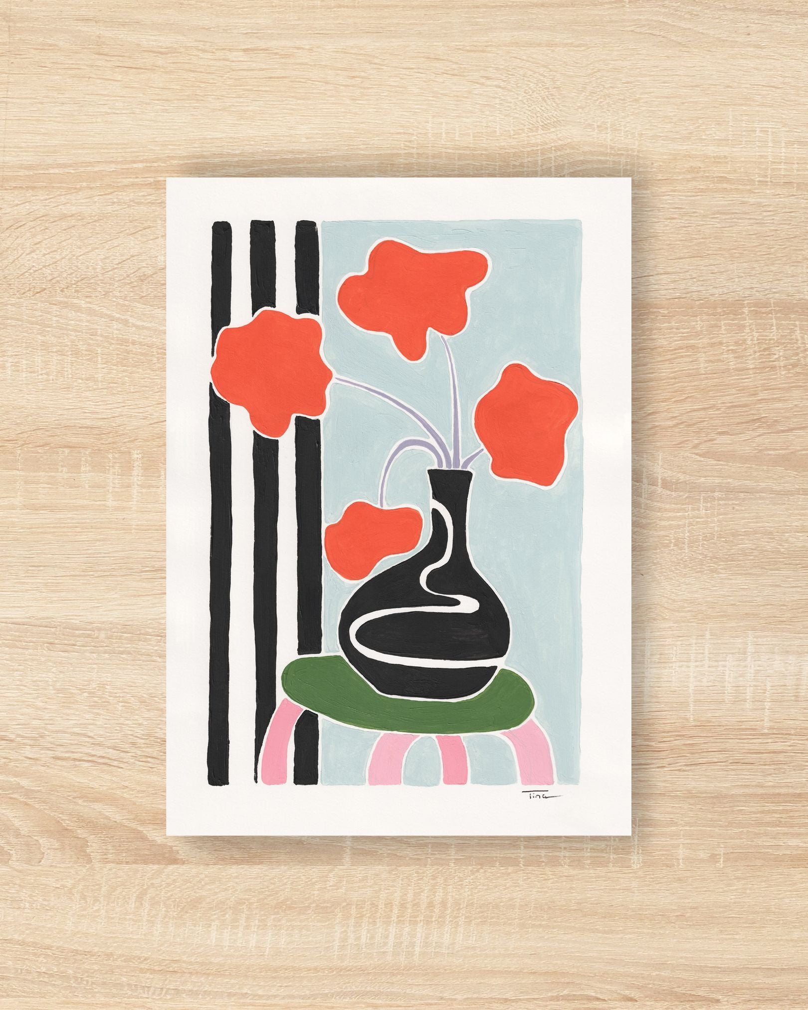 Red Flowers Original Painting - Tinie Studio