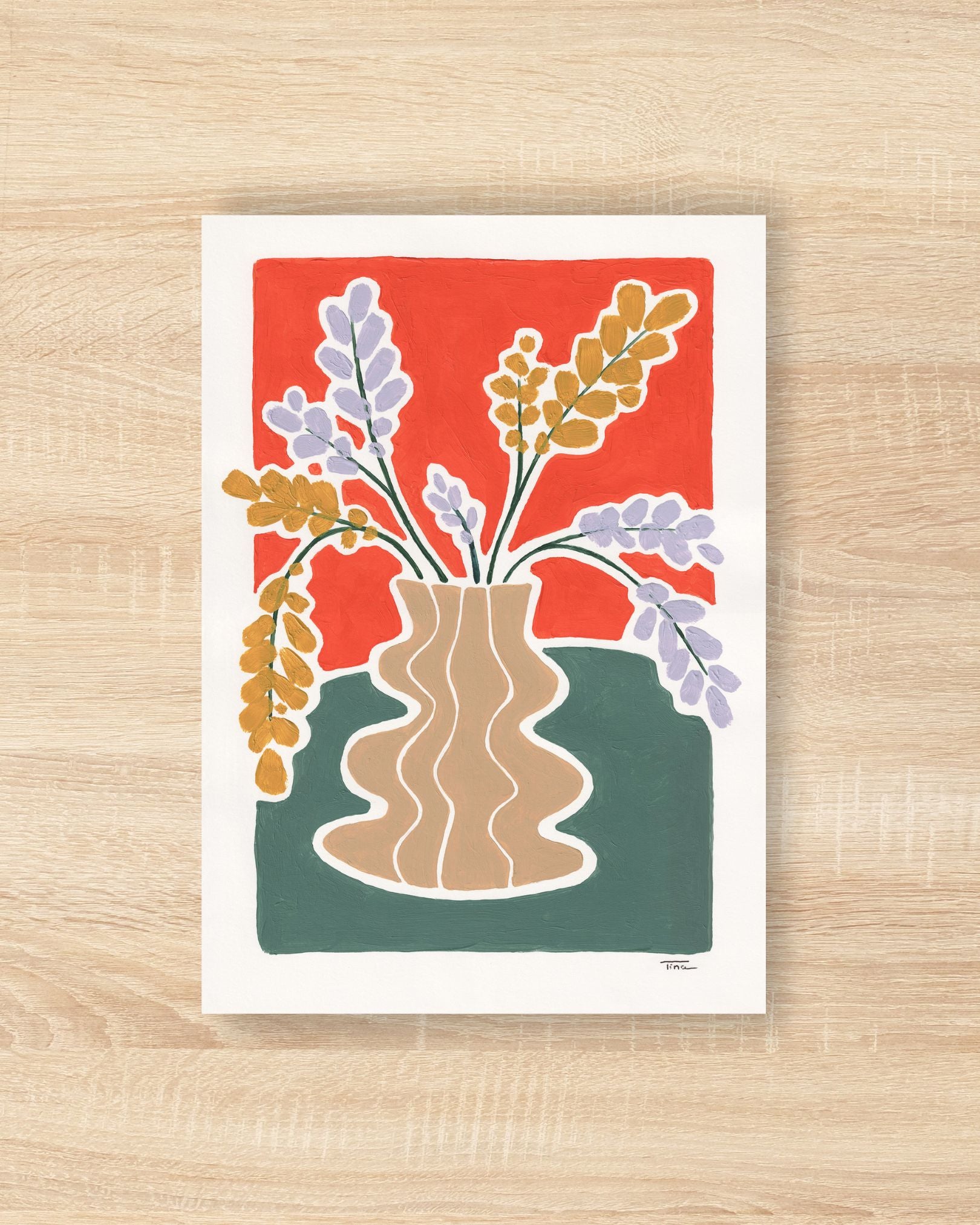 Flower Vase I Original Painting - Tinie Studio