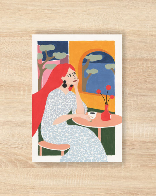 Woman in Floral Dress Original Painting - Tinie Studio