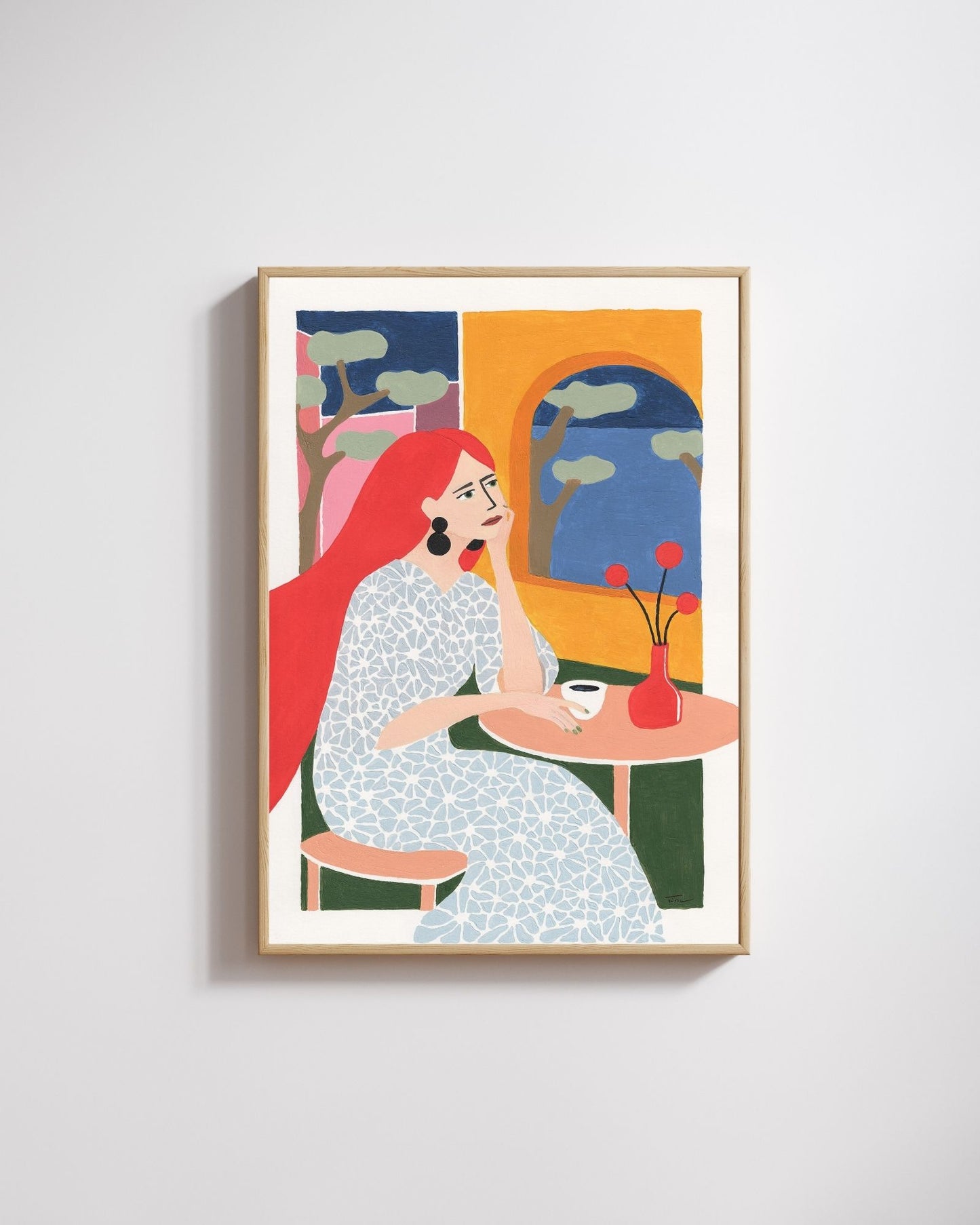 Woman in Floral Dress Original Painting - Tinie Studio